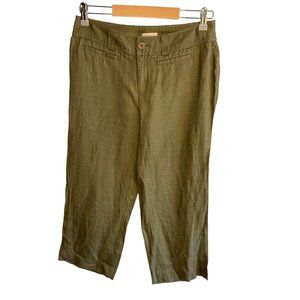 Madison Green 100% Linen cropped wide leg pants Women's 4